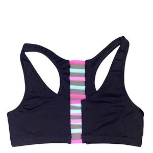 Black and colored strappy sports bra